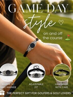 Golf Magnetic Ball Marker Bracelet in Black and Silver